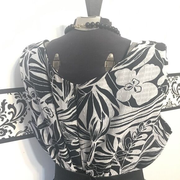 Black & White Rockabilly Chiffon Pin Up Swing Dress Plus Size 14W Dress Barn - Picture 4 of 5